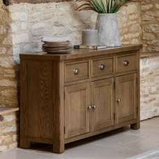 Bethesda Large Wooden Sideboard With 3 Doors 3 Drawers In Natural - UK