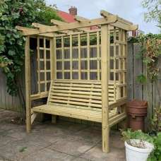 Betovan Large Wooden Garden Seating Shelter In Natural - UK