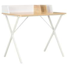 Beverly Wooden Laptop Desk In White And Oak - UK