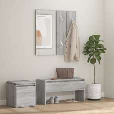 Bevis Wooden Hallway Furniture Set In Grey Sonoma Oak - UK