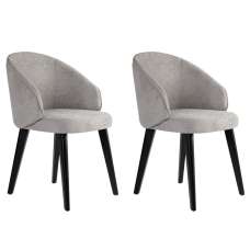 Bexley Grey Fabric Dining Chairs with Black Wooden Legs in Pair - UK