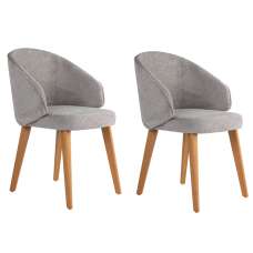 Bexley Grey Fabric Dining Chairs with Dark Oak Wooden Legs in Pair - UK