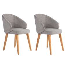 Bexley Grey Fabric Dining Chairs with Light Oak Wooden Legs in Pair - UK