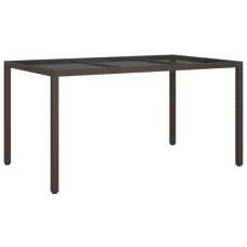 Bexter Glass Top Garden Dining Table Rectangular In Brown - UK