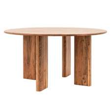 Beziers Wooden Round Dining Table In Natural - UK