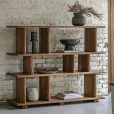 Beziers Wooden Open Display Shelving Unit In Natural - UK