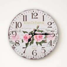 Biagio Wooden Vintage Flower Design Wall Clock In Multicolour - UK