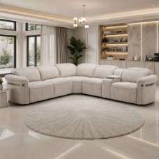 Bicford Fabric Electric Recliner Sofa Corner Sofa in Beige - UK