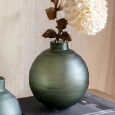 Bigfork Large Glass Globe Vase In Green - UK