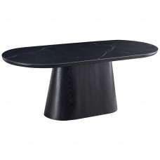 Bilbao Sintered Stone Oval Dining Table In Black - UK