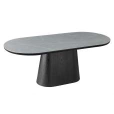 Bilbao Sintered Stone Oval Dining Table In Grey And Black - UK