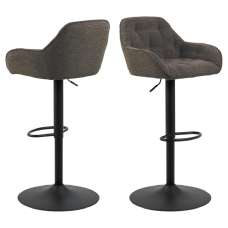 Bilbao Taupe Fabric Bar Stools With Black Base In Pair - UK
