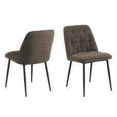 Bilbao Taupe Fabric Dining Chairs With Black Legs In Pair - UK