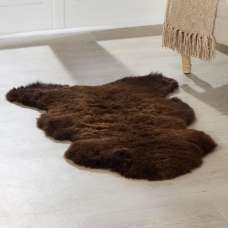 Biloxi Fabric Sheepkin Rug In Brown - UK