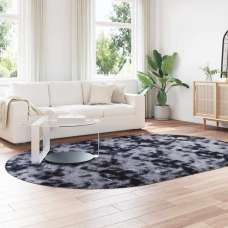 Biloxi Polyester Oval High Pile Shaggy Rug - Dark Grey - UK