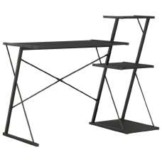 Biloxi Wooden Laptop Desk With 3 Shelves In Black - UK