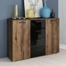 Biloxi Wooden Sideboard 2 Doors 4 Drawers In Monastery Oak - UK
