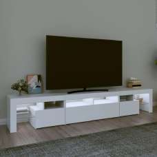 Biloxi Wooden TV Stand In White With LED Lights - UK