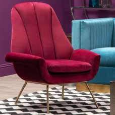 Biltun Upholstered Velvet Bedroom Chair In Red - UK