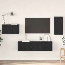 Binnenstad 60cm Wooden 4 Piece Entertainment Unit In Black Oak - UK