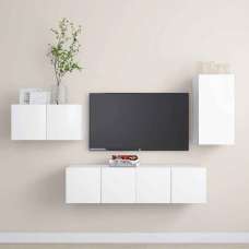 Binnenstad 60cm Wooden 4 Piece Entertainment Unit In White - UK