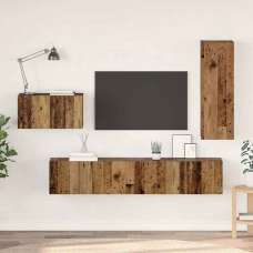 Binnenstad 90cm Wooden 4 Piece Entertainment Unit In Old Wood - UK