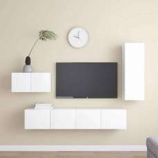 Binnenstad 90cm Wooden 4 Piece Entertainment Unit In White - UK