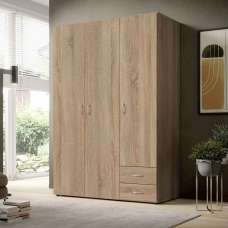 Binnenstad Wooden Wardrobe With 3 Doors 2 Drawers - Oak Sonoma - UK