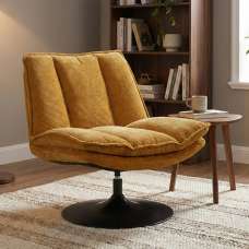 Birex Fabric Accent Chair with Metal Base in Ochre - UK
