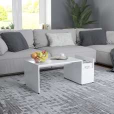Blaga Wooden Coffee Table With Side Storage In White - UK