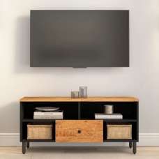 Blanes Acacia Wood TV Stand With 1 Drawer 4 Shelves In Natural - UK