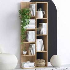 Blaze Tall Wooden Bookcase in Oak - UK