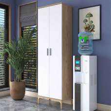 Blaze Wooden Storage Cabinet with 2 Doors in White and Walnut - UK