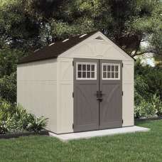 Bliss 8x10 Reinforced Resin Garden Storage Cabinet in Vanilla and Grey - UK