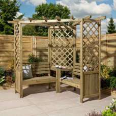 Bliss Wooden Garden Corner Arbour in Natural Timber - UK