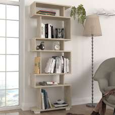 Orvello Wooden Bookcase With 6 Shelves In Travertine - UK