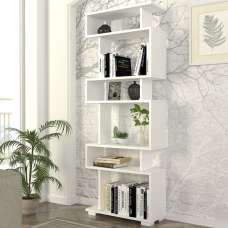 Orvello Wooden Bookcase With 6 Shelves In White - UK