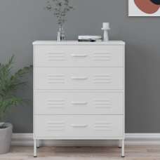 Bodmin Steel Chest Of 4 Drawers In White - UK