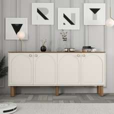 Bohem Wooden Sideboard with 4 Doors in Cream and Oak - UK