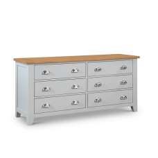 Raisie Wooden Chest Of Drawers Wide In Grey With 6 Drawers - UK