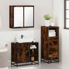 Bohemia Wooden 3 Piece Bathroom Furniture Set In Smoked Oak - UK