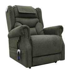 Boise Fabric Dual Motor Lift Tilt Recliner Chair In Olive - UK
