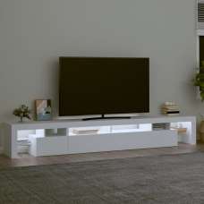 Boise Wooden TV Stand In White With LED Lights - UK
