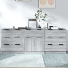 Bolivar Sideboard With 2 Doors 7 Drawers In Grey Sonoma Oak - UK