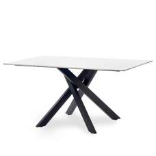 Bolivia Ceramic Dining Table Rectangular In White Marble Effect - UK