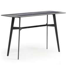 Bolivia Glass Console Table With Black Metal Legs In Blue Mist - UK