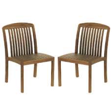 Bolivia Rich Brown Wooden Garden Side Chairs In Pair - UK
