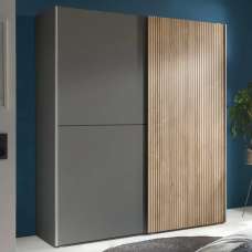 Bolivia Wooden Wardrobe With 2 Sliding Doors - Grey And Light Brown - UK