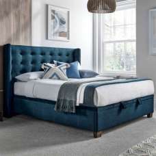 Boone Fabric Ottoman Storage King Size Bed In Deep Ocean - UK