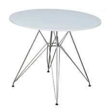 Boriel High Gloss Dining Table with Chrome Legs in White - UK